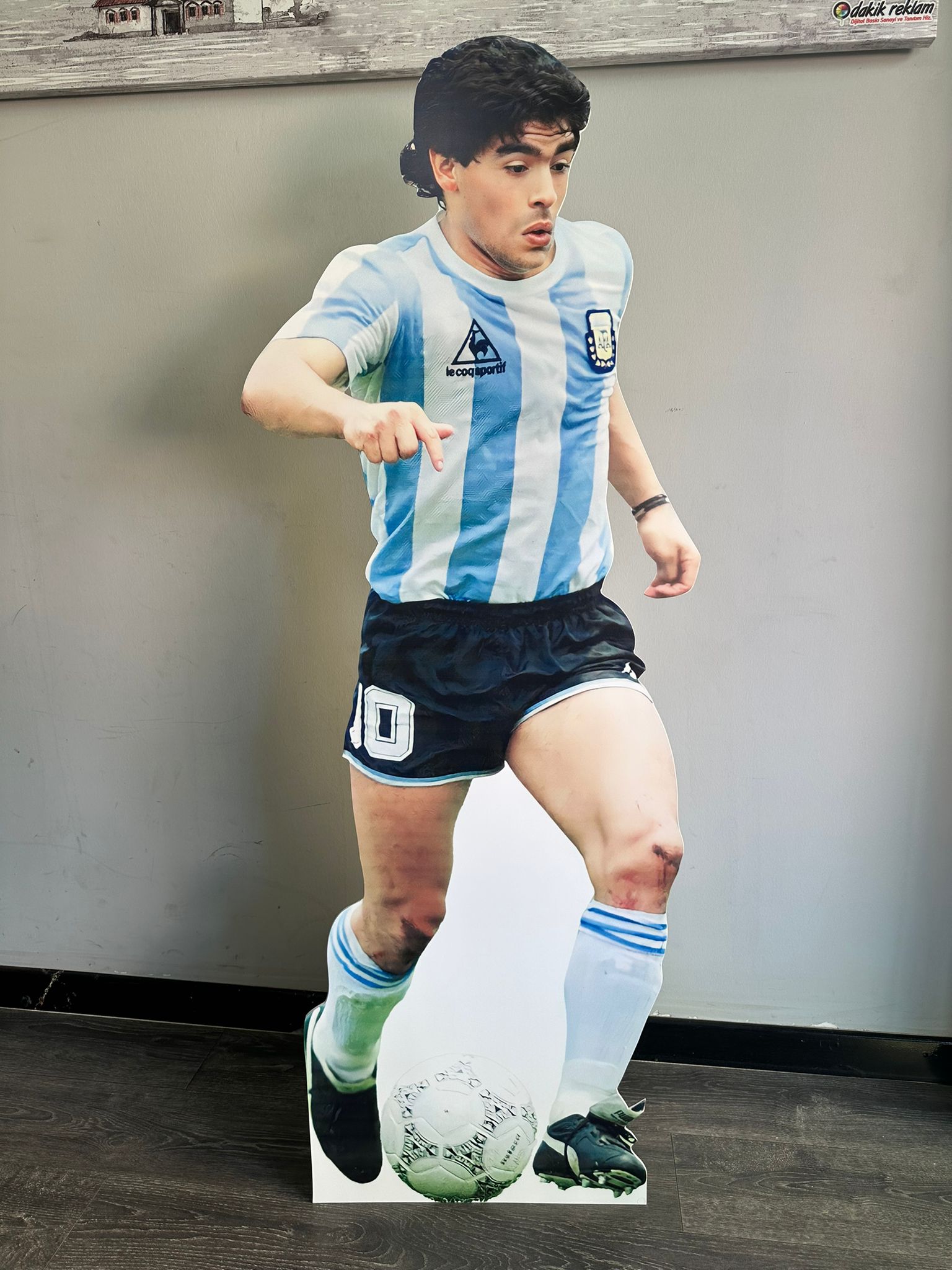 Diego Maradona Maketi Ayaklı iki Boyutlu Tam Boy Plastik Maket